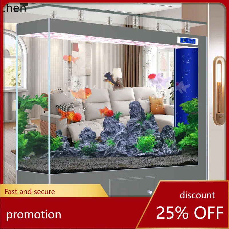 

HT Новый квадратный барный резервуар с золотым кристаллом, ультра белое стекло, большой домашний аквариум для гостиной, аквариум