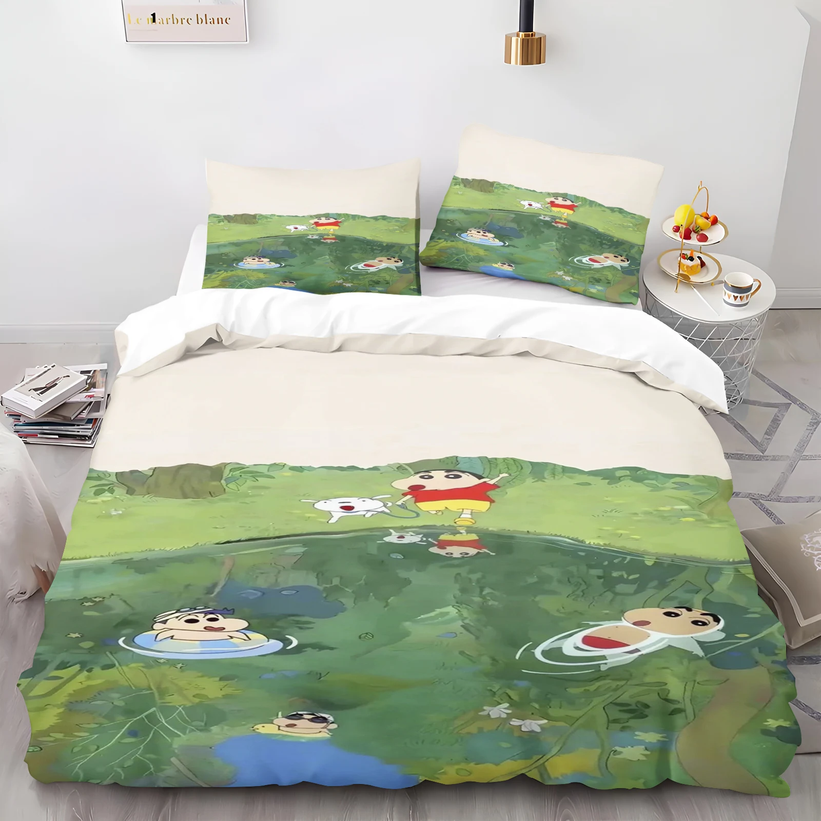 Quilt Cover Crayon Shin-chan Cartoon Anime Duvet Cute Printed Comforter Polyester Bedding Twin Size children Gift Various Sizes