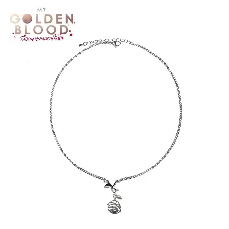 Thai TV Series My Golden Blood JossGawin Cosplay Necklace Titanium Steel Rose Pendant Cosplay Accessories Gifts