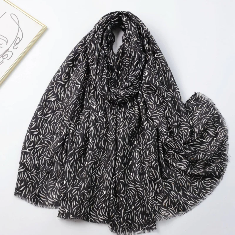 

Gold Stamping Bird's Nest Jiangnan-Border Live Print Scarf Autumn Winter Unisex Versatile Warm Scarf Shawl