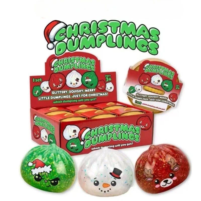Christmas Dumpling Squishy Snowman Elk Santa Claus Squeeze Toys with Box Stress Relief Christmas New Year Gift Droshipping