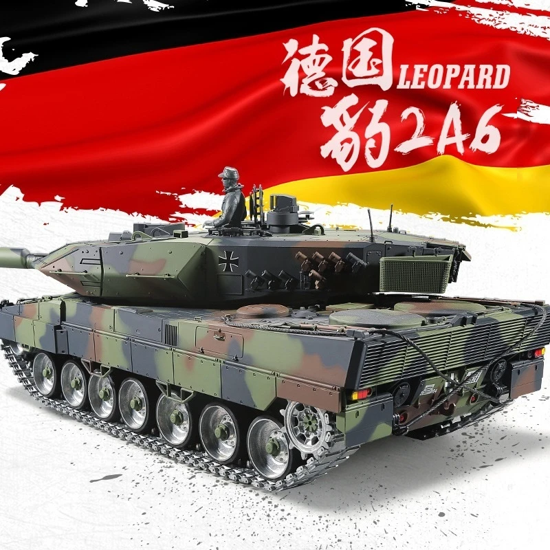 

Henglong Kubing Ke 3889-1 Моделирование немецкого леопарда II A6 Основный боевой танк с дистанционным управлением Внедорожный военный танк Модель игрушки