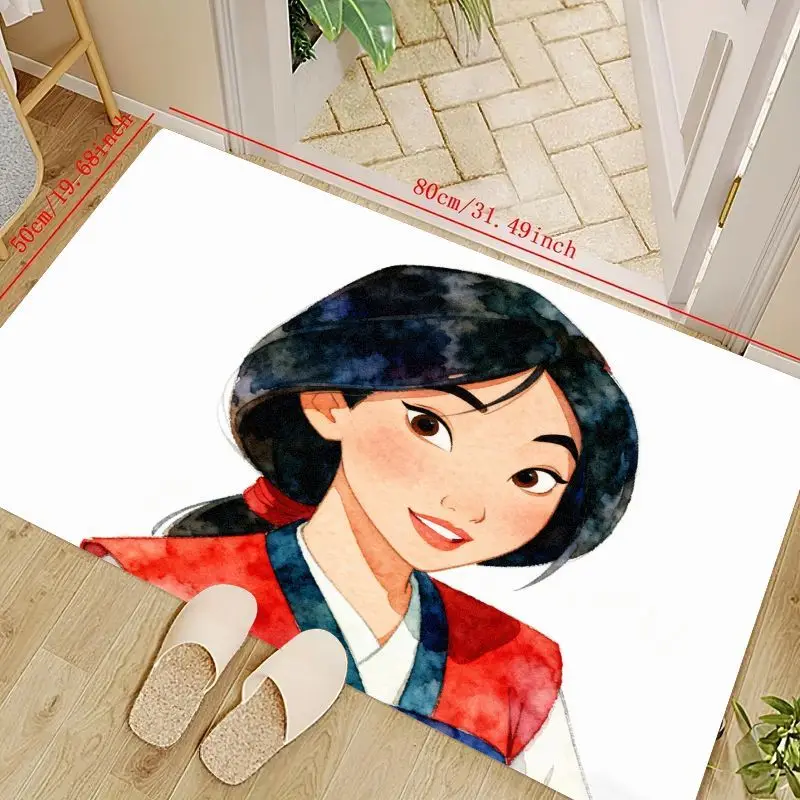 

1 шт., ковер принцессы Диснея Мулан, акварельный ковер с персонажем аниме для детской комнаты, спальни, гостиной, мягкий нескользящий Washa
