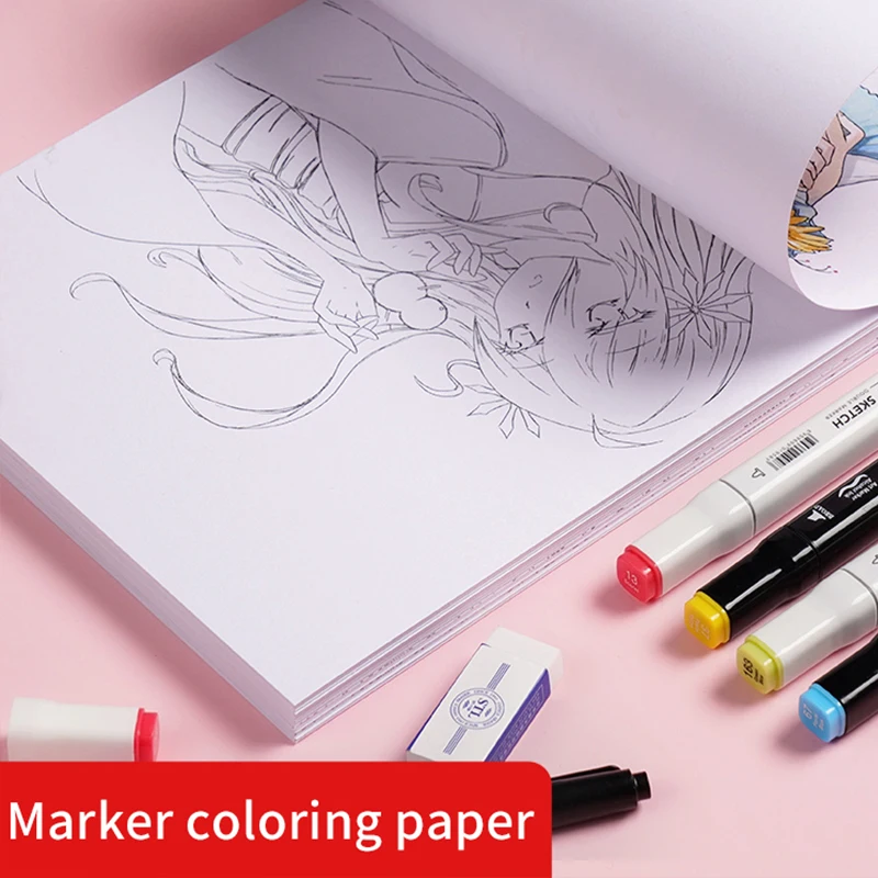 Marker Pen Coloring Books Illustration Girl 18pages A4 Drawing Paper For Adults Kids Beginners Children Students Art Supplies