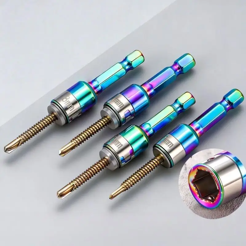 1/4Pcs Ratchet Socket Batch Adapter Tools Metal Sleeve Wrench 8mm Hexagonal Shank Impact Sockets Spanner Power Drills Converter