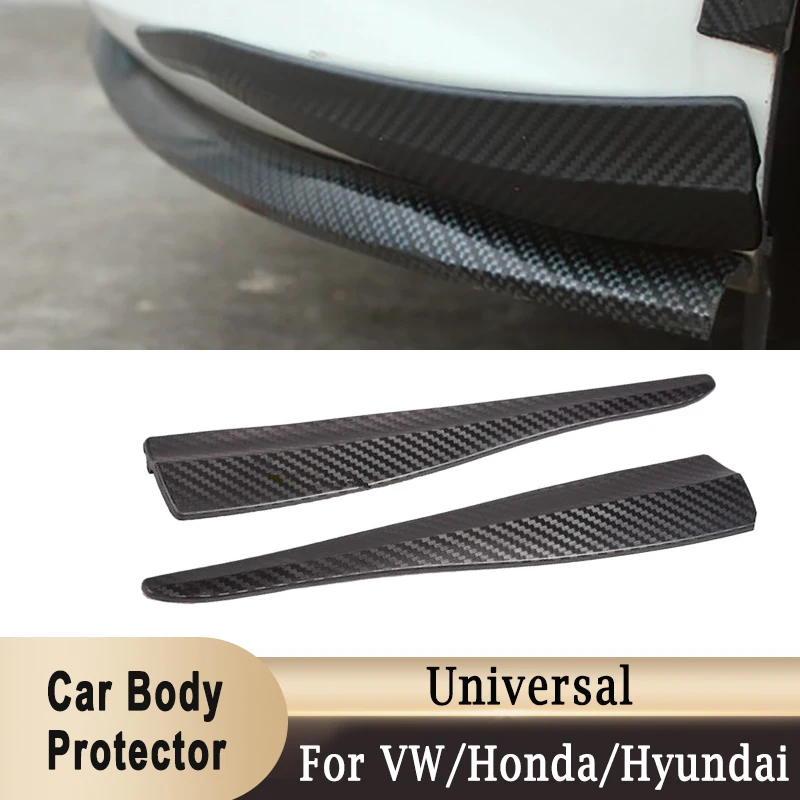 Front Rear Bumper Corner Lip Side Scratch Protector Strap Guard Carbon Fiber Pattern Anti-Collision Car Body Protector Sticker