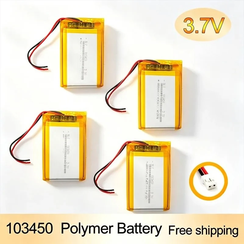 103450 3.7V 2000mAh Polymer Lithium Rechargeable Battery jst PH 2.0mm 2pin plug For Camera GPS navigator MP5 Bluetooth Headset