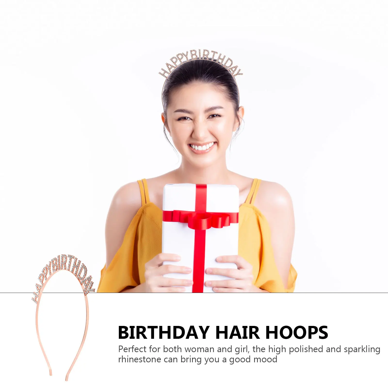 

Birthday Headband Rhinestone Design Party Hair Accessory Sparkly Alloy Headpiece For Women Festival Wear Hair Decoration