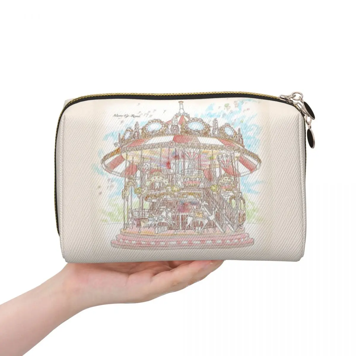 

Pastel Circus Carousel Women Cosmetic Bag Travel Makeup Organizer Pouch Toiletry Storage Dopp Kit Case