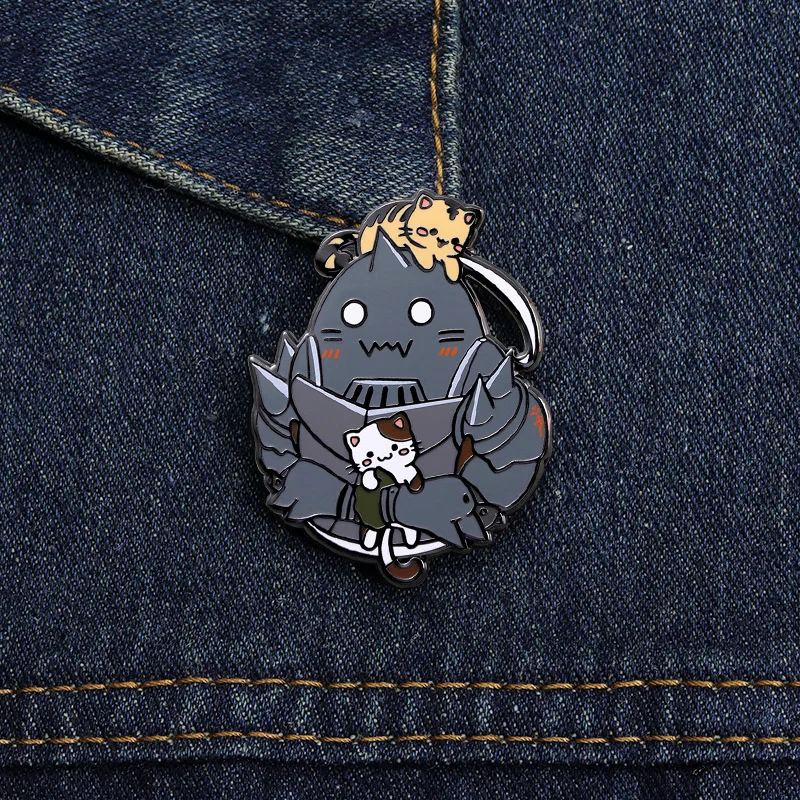 Anime Fullmetal Alchemist Brooches Cute Alphonse Enamel Badge Y2K Girls Bag Clothing Accessories Toys Jewelry Kids  Gifts