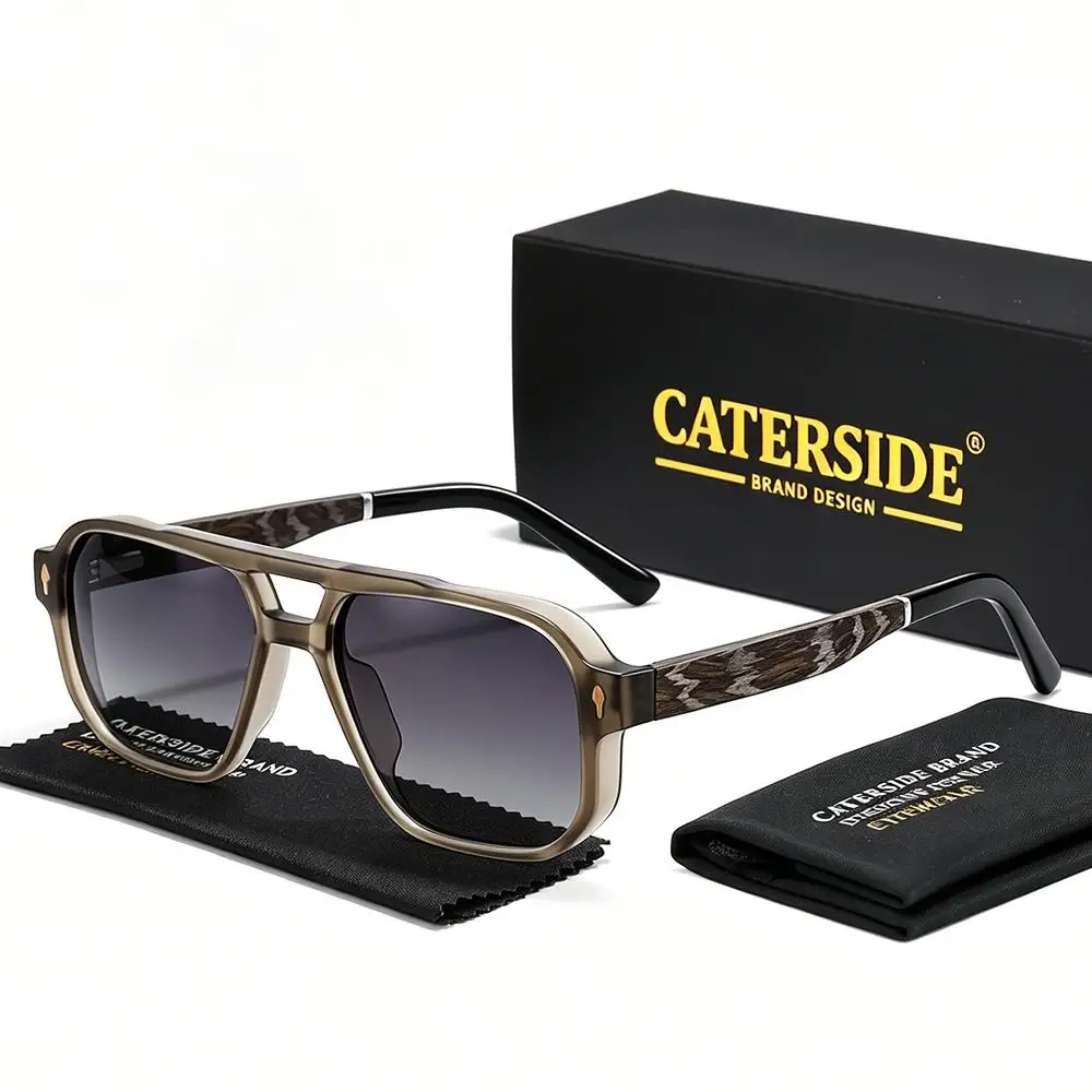 CATERSIDE Retro Herren Polarisierte Sonnenbrille mit Naturholzstangen, Piloten-Sonnenbrille für Damen, Outdoor-Reise-Fahrbrille UV400 – Detail 25