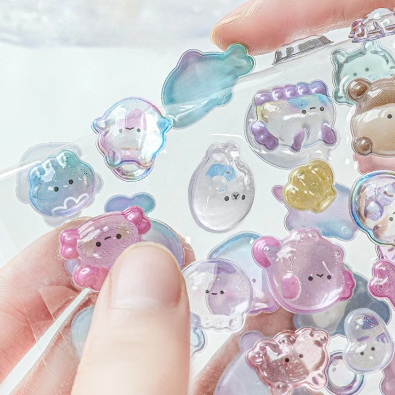 

50 шт. кавайные 3D рельефные наклейки с мультяшными животными, чехол для телефона «сделай сам», зеркальные наклейки, милый мультяшный журнал, принадлежности для скрапбукинга для девочек