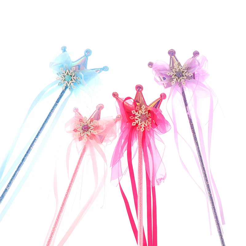 Children Crown Ribbon Magic Stick Tassel Fairy Wand Princess Cosplay Props Wand For Girls Party Supplies Gifts