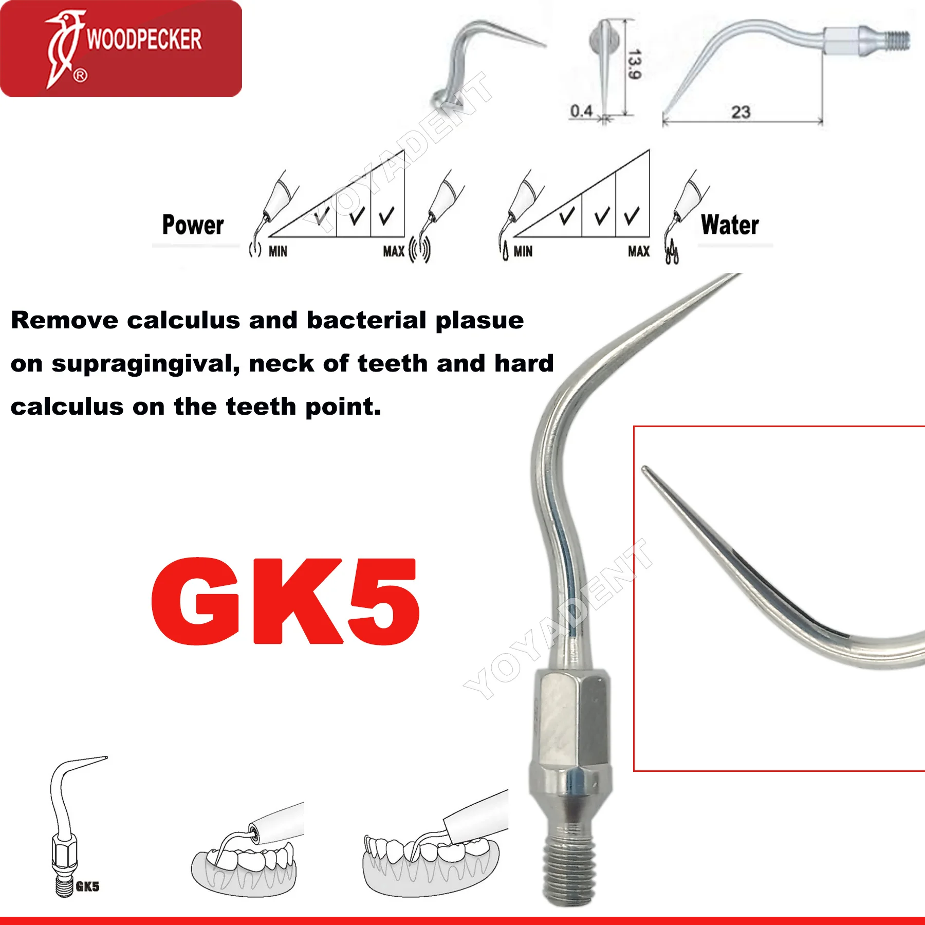 Woodpecker Dental Ultrasonic Scaler Tip Scaling Tips GK1-GK7 Fit for Kavo Sonicflex Air Scaler Handpiece