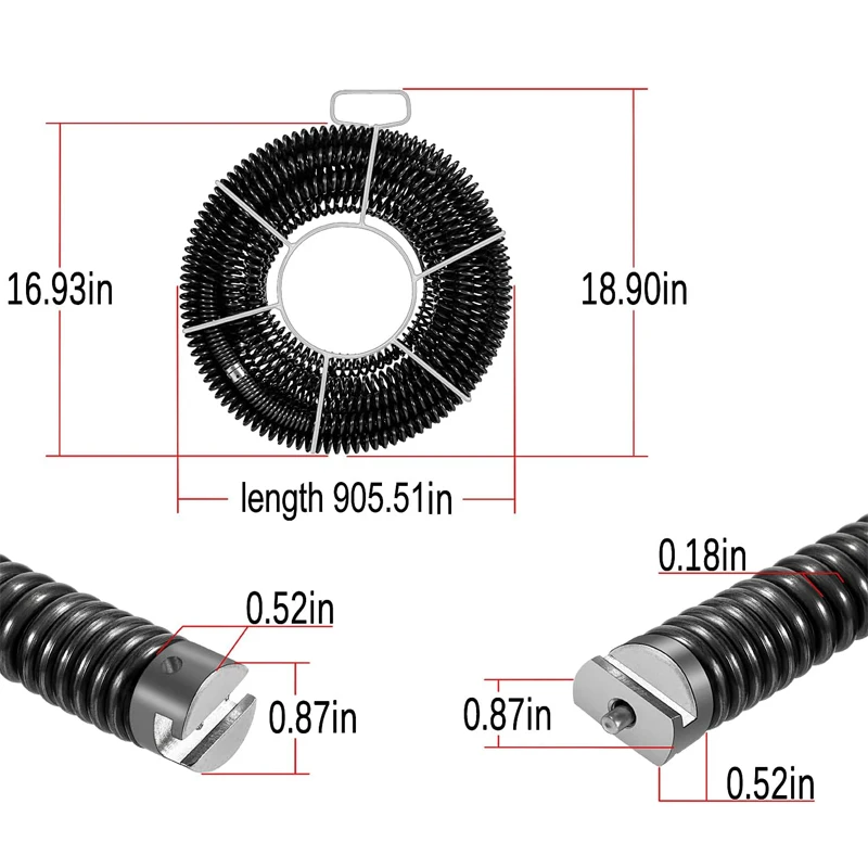 61630 A-62 Drain Cleaning Cable Kit, 7/8in x 75 Ft ,C-10 Sectional Cable with A-8 Carrier, For Ridgid K-60, K-60SP, and K-1500