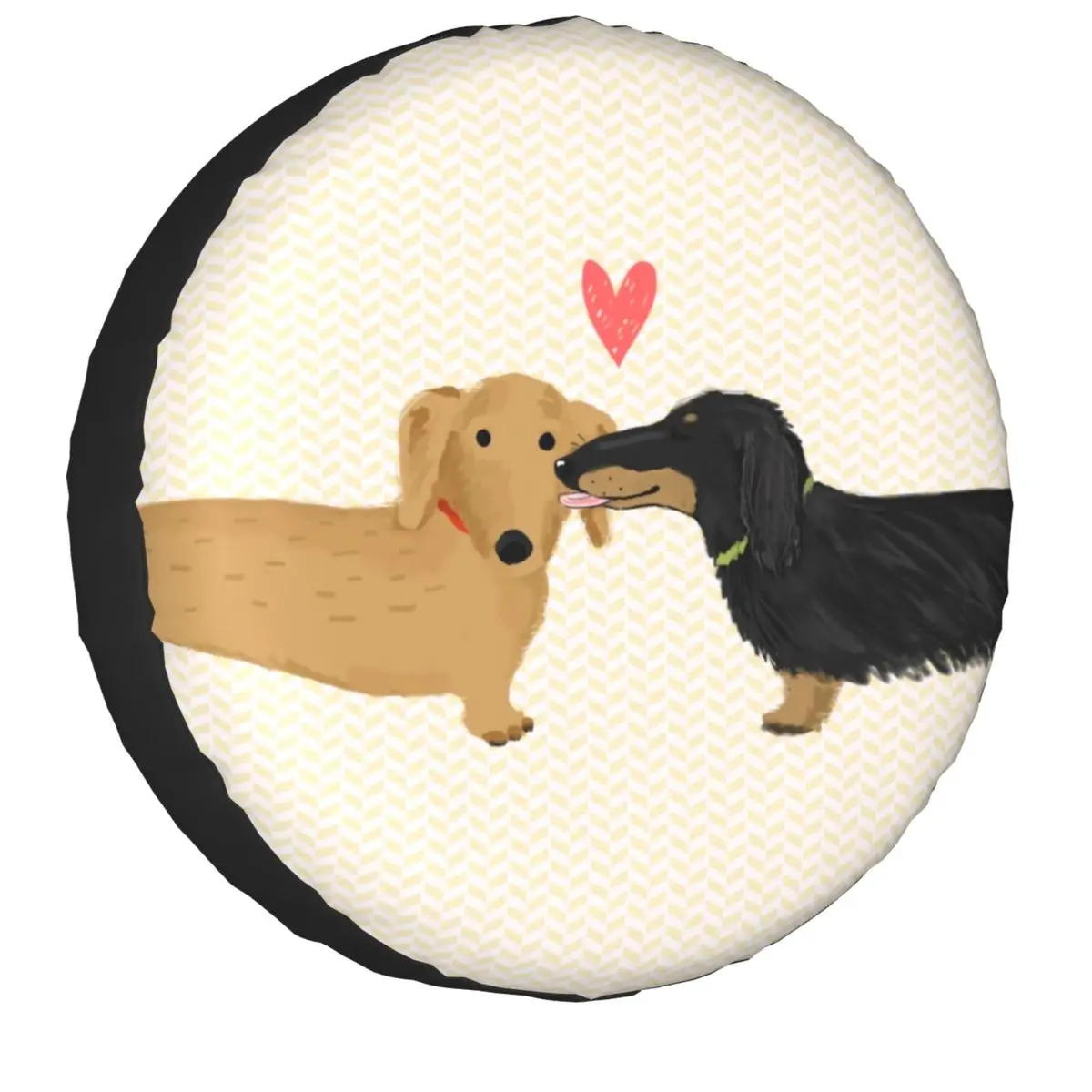 Dachshunds Love Spare Tire Cover for Jeep Grand Cherokee Wiener Sausage Dog Trailer Car Wheel Protector 14-17Inch