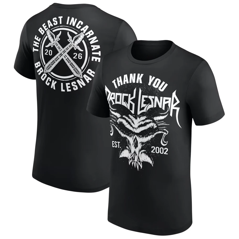 Men's Black Brock Lesnar Thank You Brock T-Shirt 3D Printed Sports Quick Dry Short Sleeve Top Daily Casual Plus Size T-Shirt 5XL