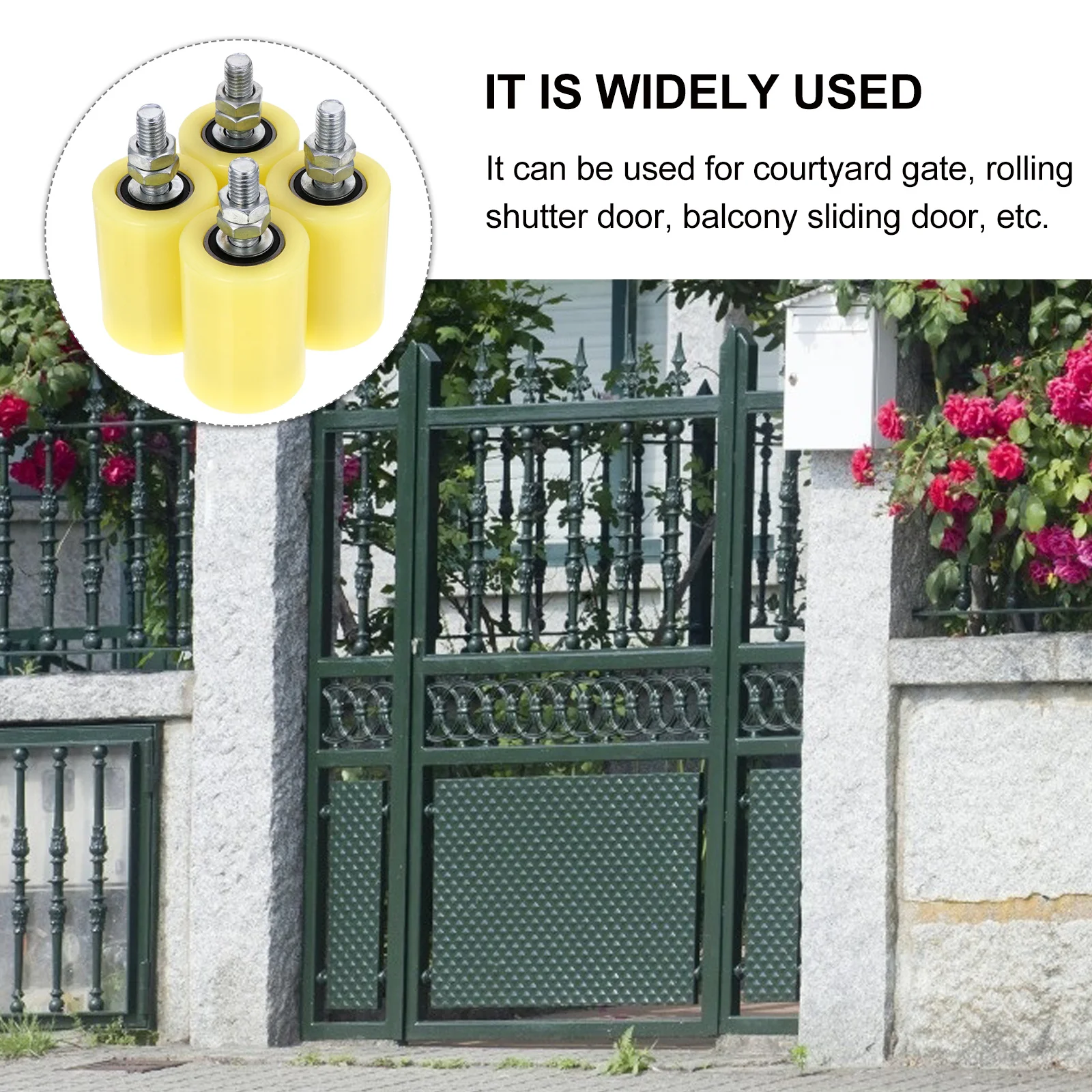 

4Pcs Rail Wheel Nylon Pulley Block Sliding Door Track Wheel for Gate Rolling Shutter Sliding Terrace Door Pulley Block