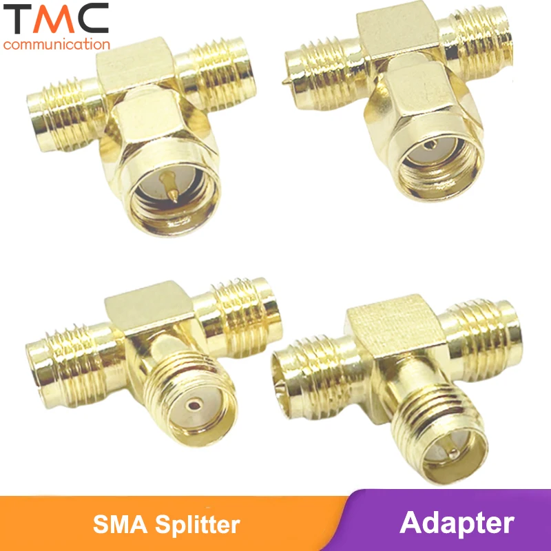 RF Coaxial T Shape Splitter SMA Male Female to Dual RPSMA Female Male Adapter Coax Connector for WiFi Drone Antennas