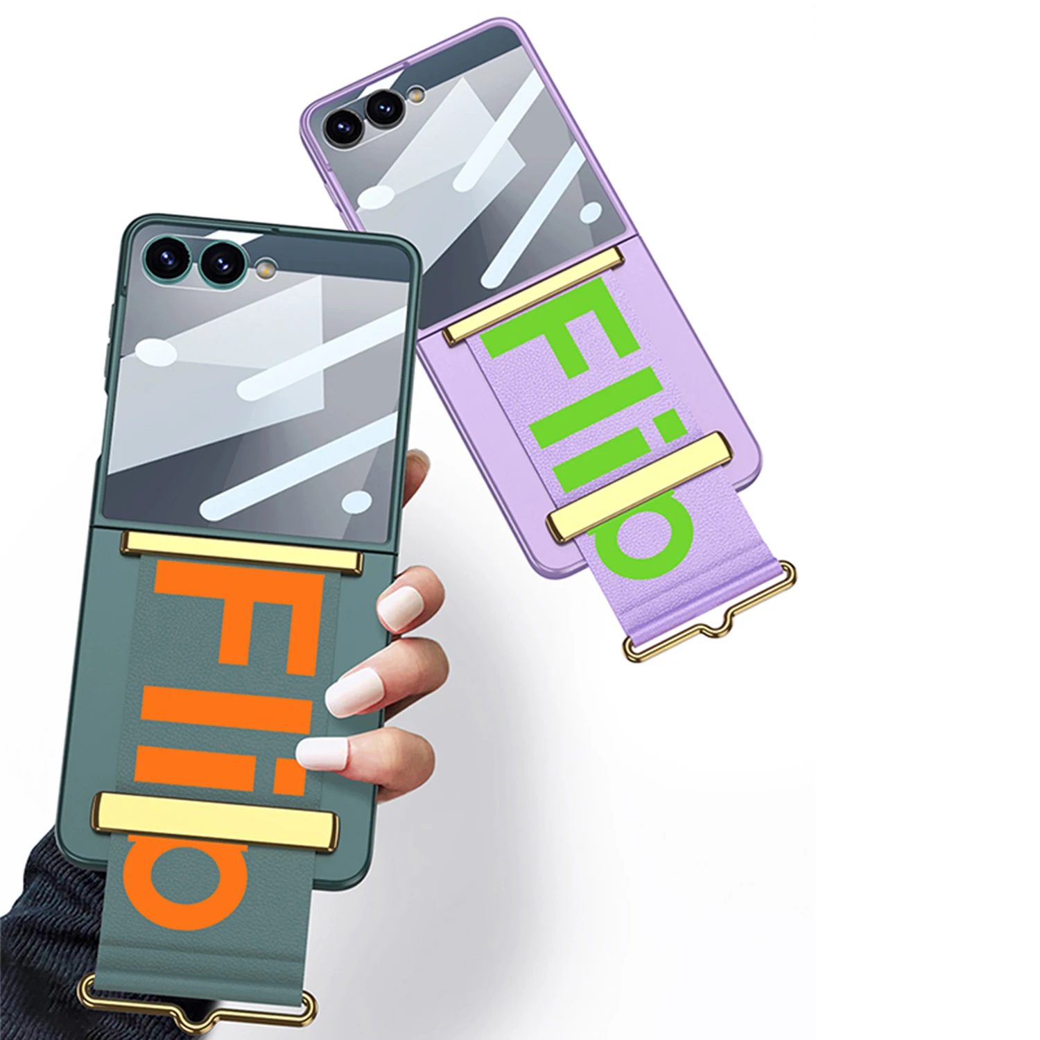 

wristband hand holder Case with Tempered Film Case for Samsung Galaxy Z Flip 7 Hard Shell Protector Phone Cover