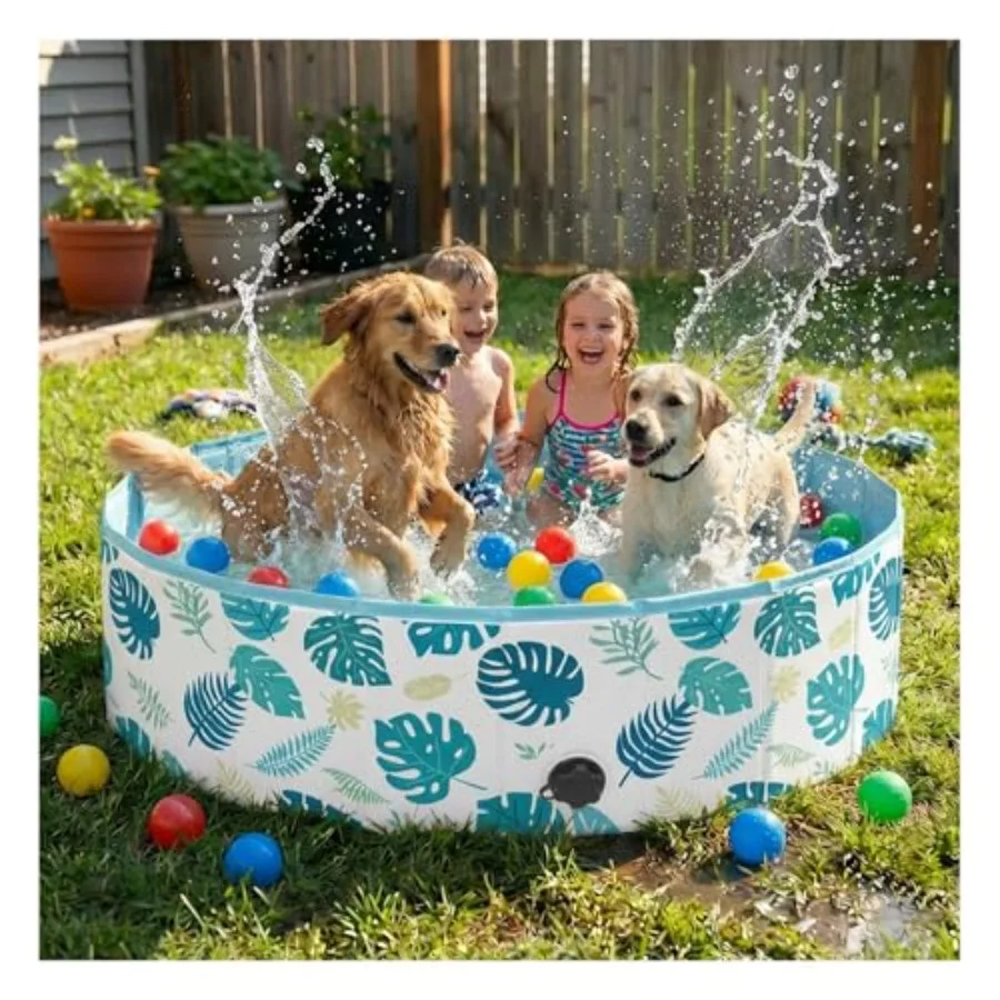 Dog Poo for arge Dogs, Fodabe Hard Pastic Pet Swiing Poo, Heavy Duty 0.5 PVC with Non-Sip Botto, Portabe Kiddie Poo for Dogs, P