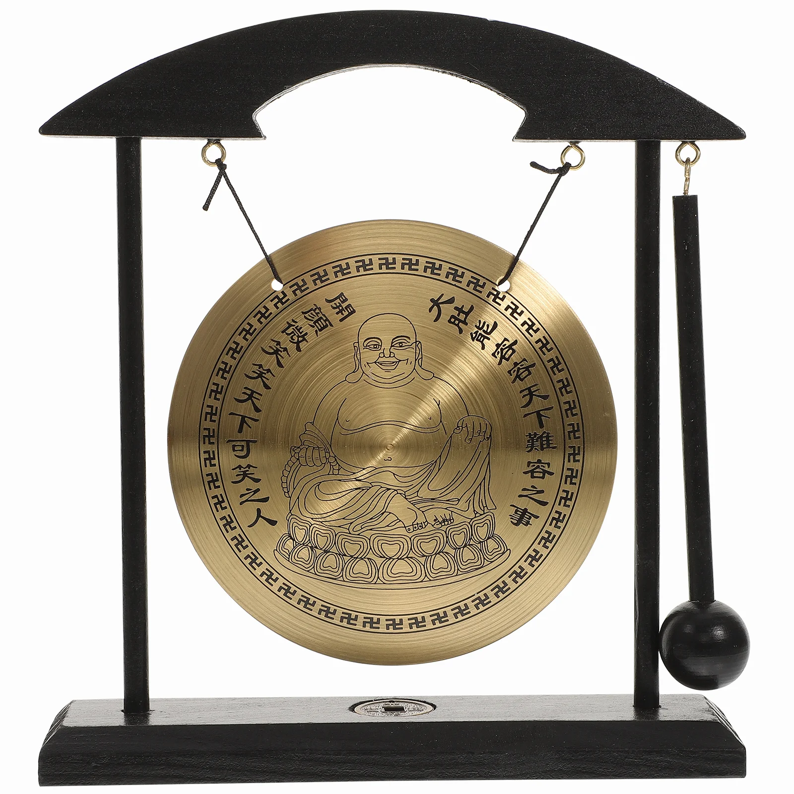 

Vintage Alloy Gong Desktop Decor Creative Metal Gong Adornment Home Tabletop Ornament Chinese Traditional Culture