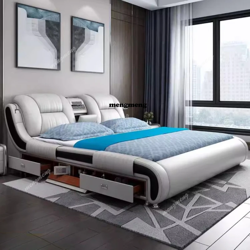 

Minimalist Lazy Bed Headboard Sleeping Cabinet Double Multifunctional Bed Modern Luxury Literas Para Adolescente Home Furniture