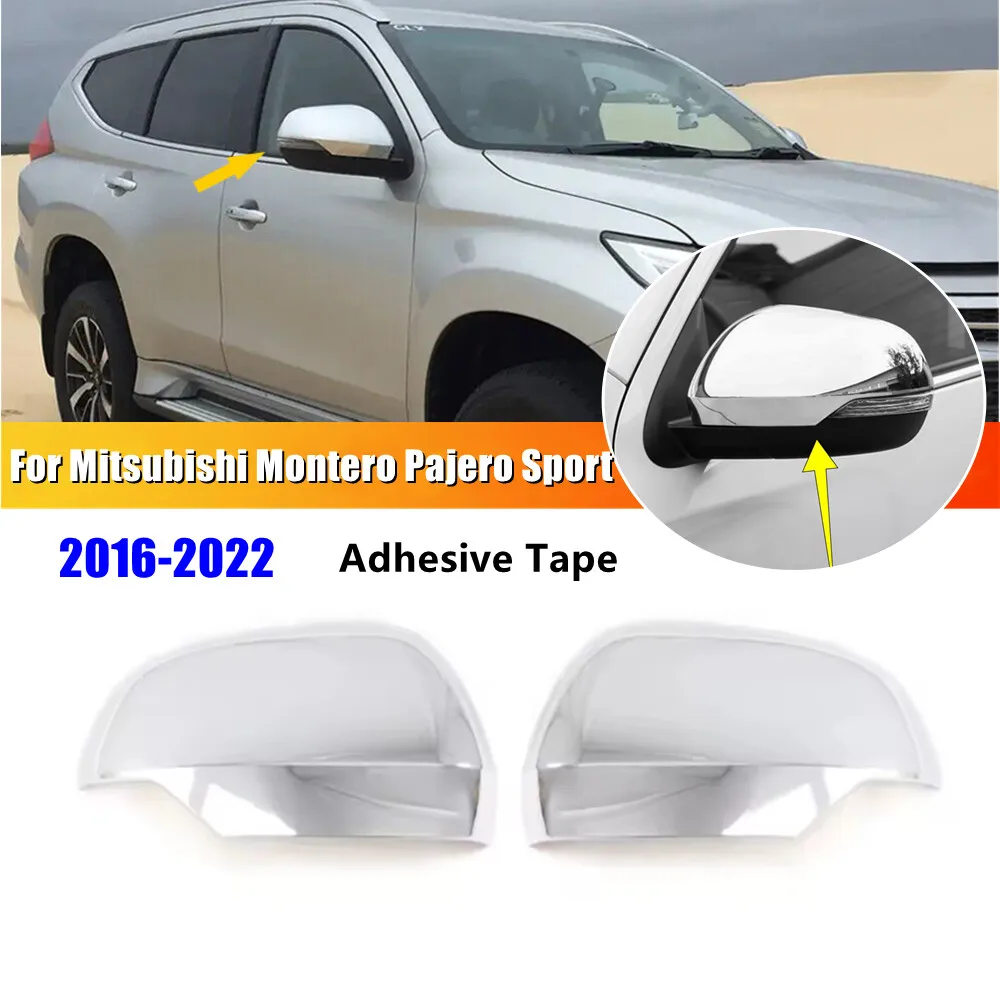 2PCS For Mitsubishi Montero Pajero Shogun Sport 2016-2022 Rearview Side Mirror Cover Wing Cap Exterior Door Trim Car Decoration