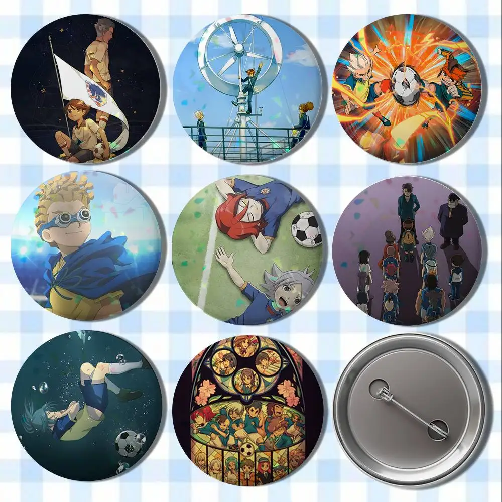 Football I-InazumaS Eleven 11 Badges Button Round Creative Pin Brooch Badge Bag Decor Accessories Fans Collect Friends Gifts