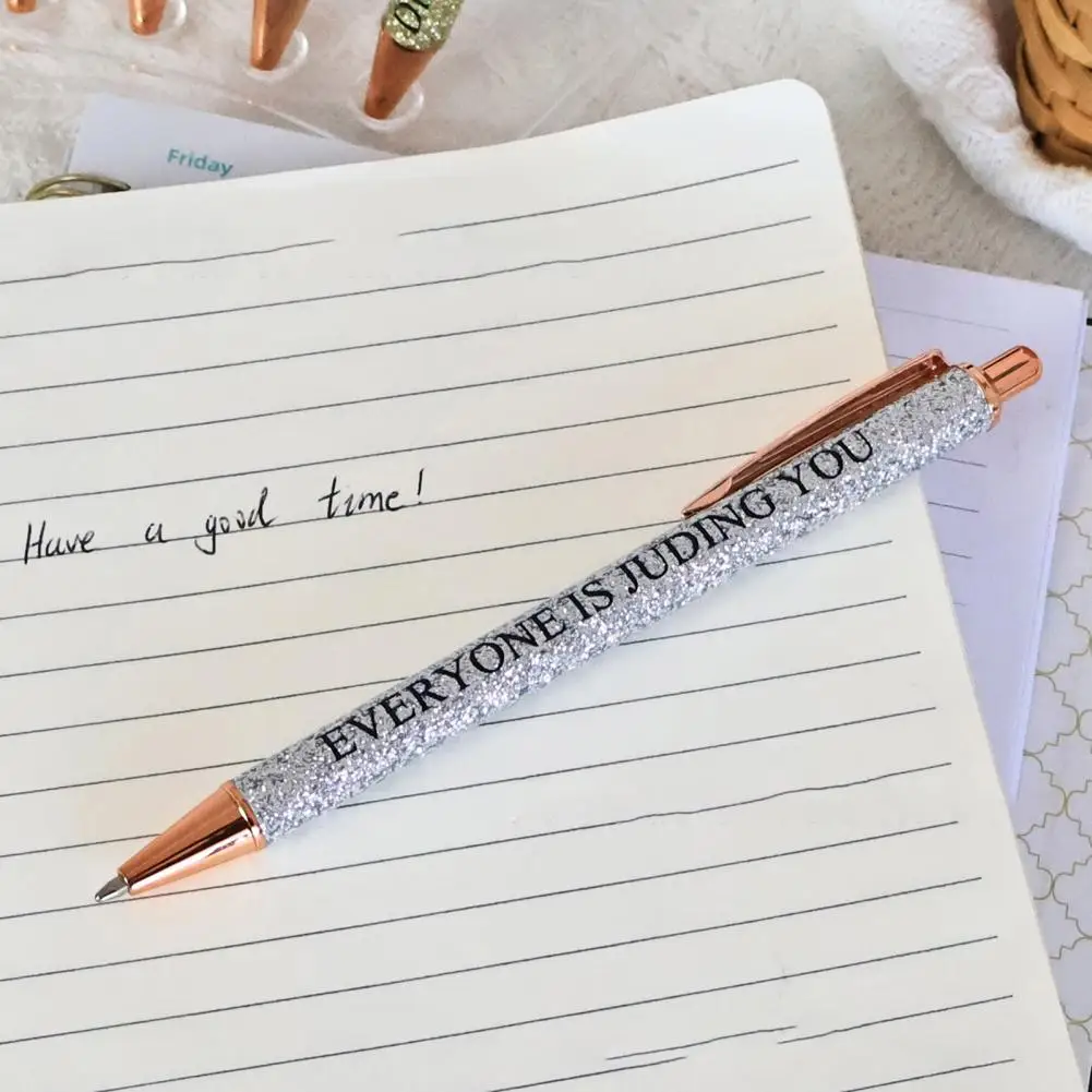 

Школьная шариковая ручка, набор шариковых ручек с блестящей пудрой для взрослых, коллег, быстросохнущие выдвижные ручки с черными чернилами для школы