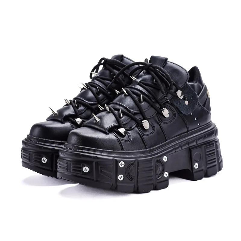 New Winter Women Heavy Metal Thick Sole Low Top Punk Gothic Rivet Motorcycle Boots Cool
