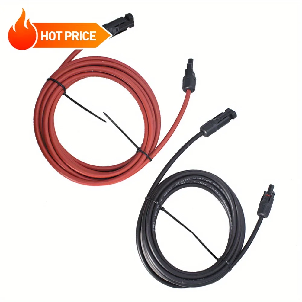جودة عالية 10 AWG 15 FT لوحة طاقة شمسية تمديد سلك كابل موصل أسود + أحمر