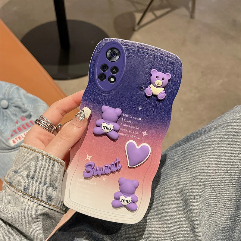 For Xiaomi Poco M4 Pro 4G Case Soft Silicone Waves Back Cover 3D stereoscopic Cute Bear Xiaomi PocoM4Pro 4G Phone Case