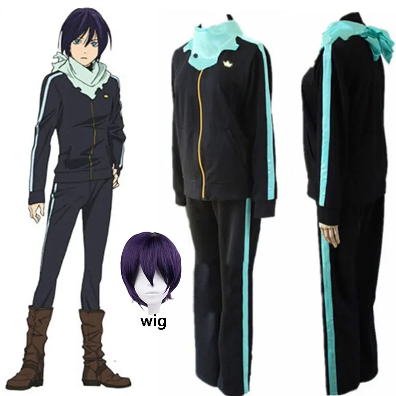 

Anime Noragami Stray God Yato men Cosplay Costume Sports Outfit Pants Scarf Whole Set Halloween Uniforms