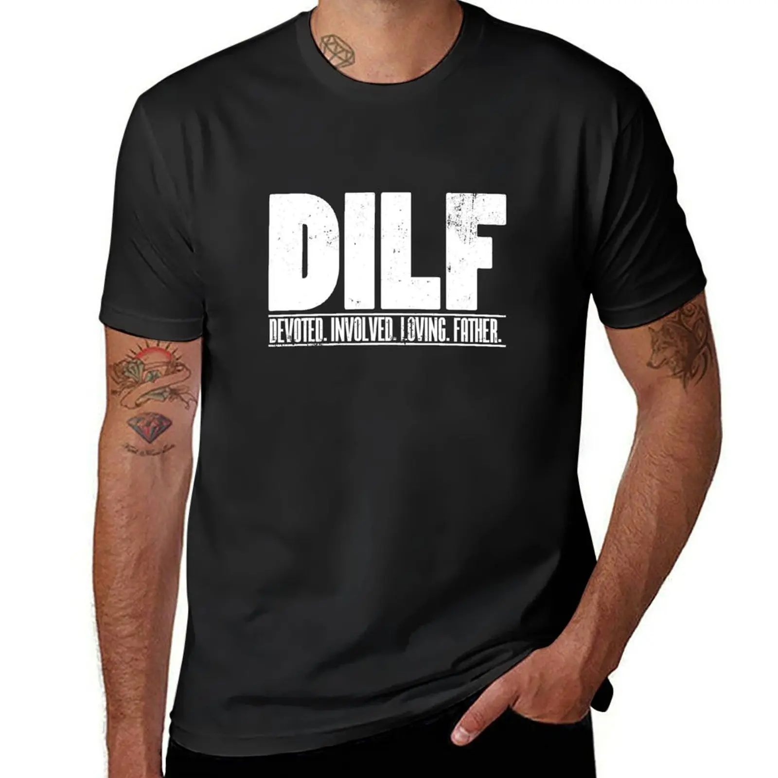 

DILF Dedicated Involved Loving Father Funny Dad Gift T-Shirt plus sizes shirts graphic tees men clothes