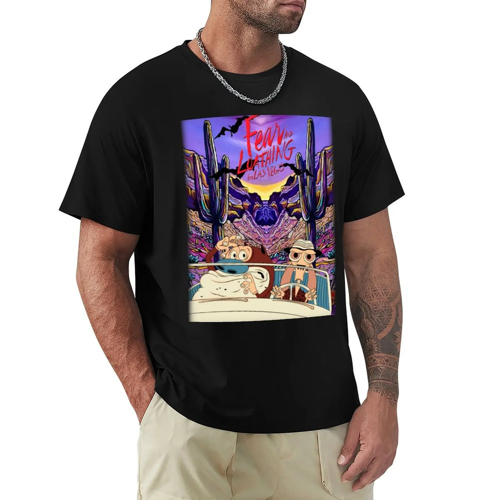 Ren and Stimpy Fear and Loathing in Las Vegas T-Shirt Work Short Sleeve Cotton Top