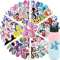 55Pcs Cute Balloon puppy Stickers,Balloon Dog Vinyl Stickers Waterproof for Water Bottle Laptop Scrapbooking Skateboard