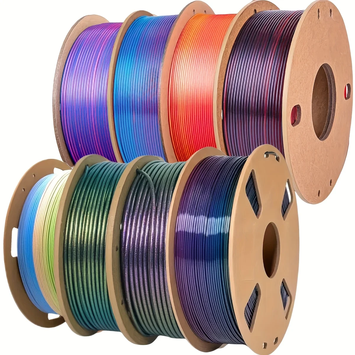 

8pcs 3D Printer Filament Bundle, Silk PLA 1.75mm, 2kg Total,250g per Spool,Dimensional Accuracy +/- 0.03 mm