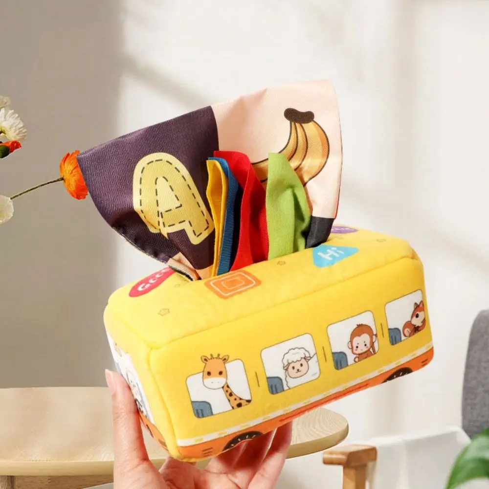 Boîte à mouchoirs en tissu pour bébé, jouets résistants aux déchirures, Puzzle interactif, jouets en papier d'apprentissage, exercice des doigts Montessori, jouets sensoriels froissés