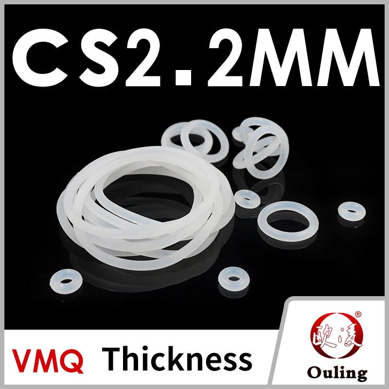 CS2.2mm blanco VMQ grueso goma de silicona juntas tóricas junta de sellado arandela resistente a la temperatura anillo de silicona suave impermeable