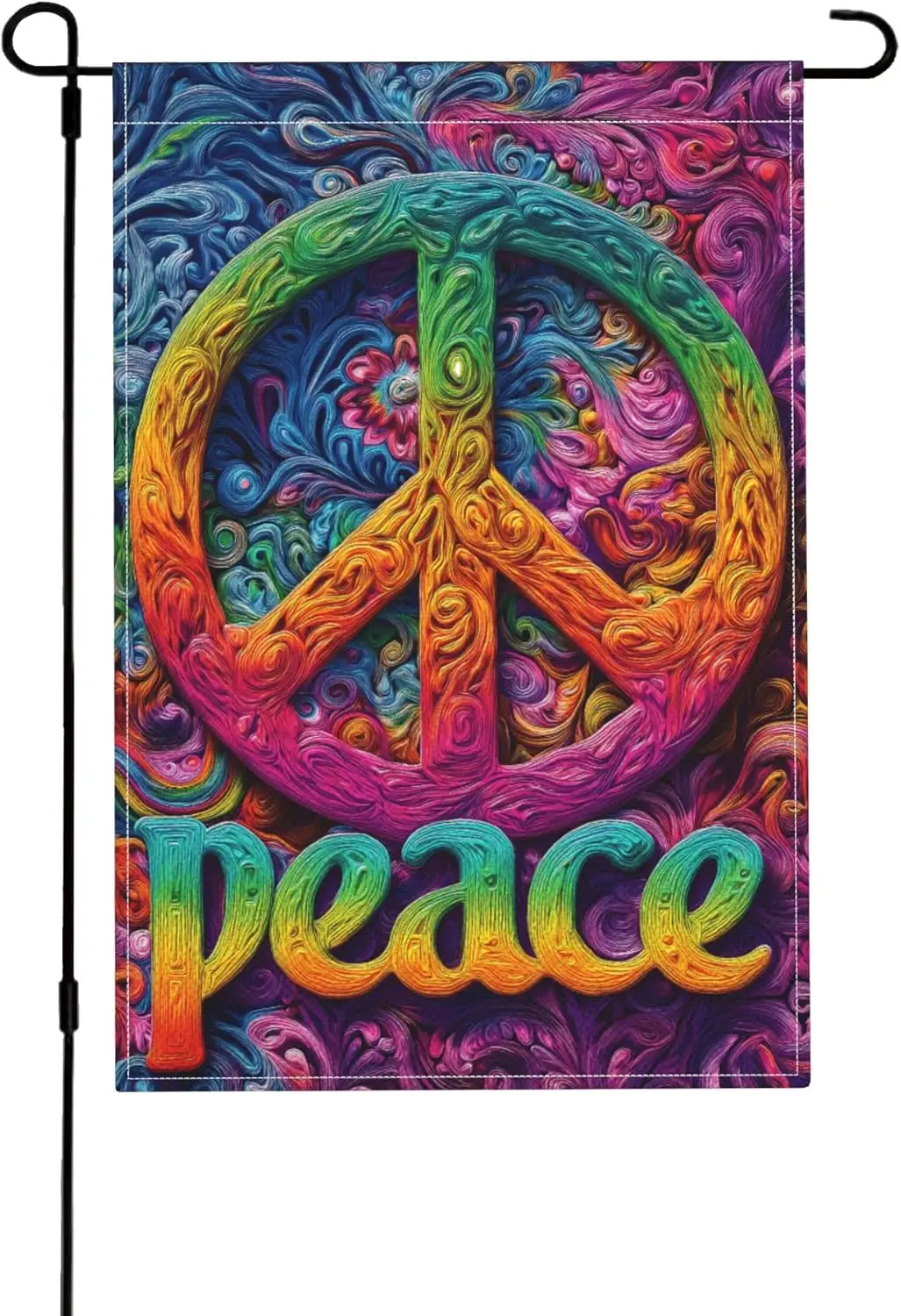 Peace Flower Garden Flag Seasonal Double Sided 12 x 18 Inch Small Yard Flag for Indoor Outdoor Decor Holiday All Seasons PPZ