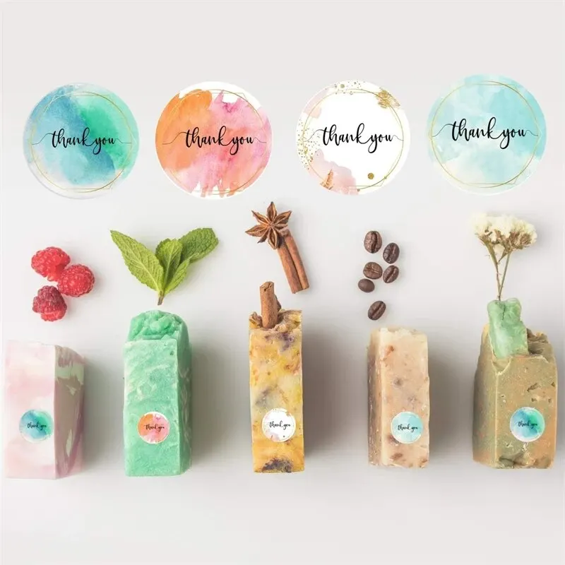 500pcs/Roll Thank You Stickers 2.5cm Cute Pink Gold Labels For Small Business Or Wedding Gift Decor Stationery Packaging Sticker