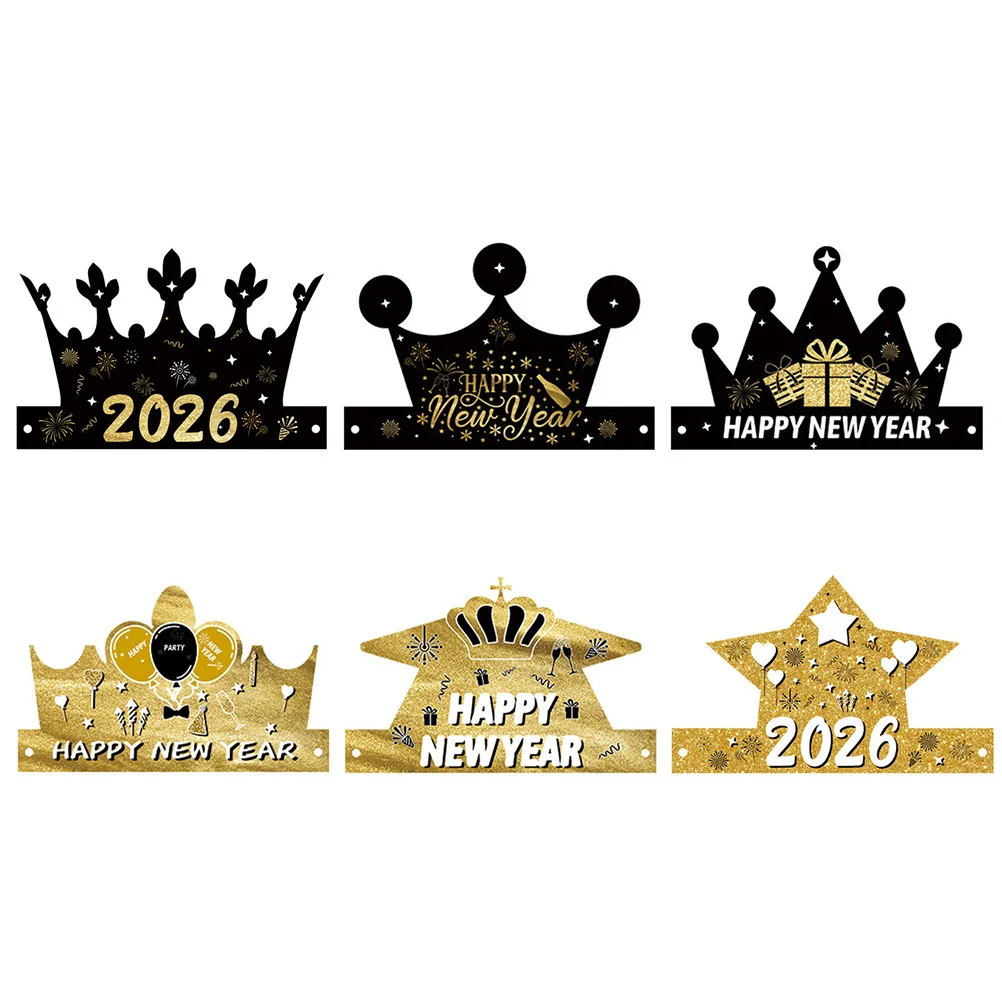 12 stücke Neujahr Party Hüte Festliche Papier Krone Hüte Silvester Party Dekorationen Foto Requisiten Countdown Karneval Maskerade