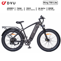 DYU King 750 Lite Adult Electric Bike 750W Electrical Road Bicycle 18Ah Fatbike MTB E-bike 26\