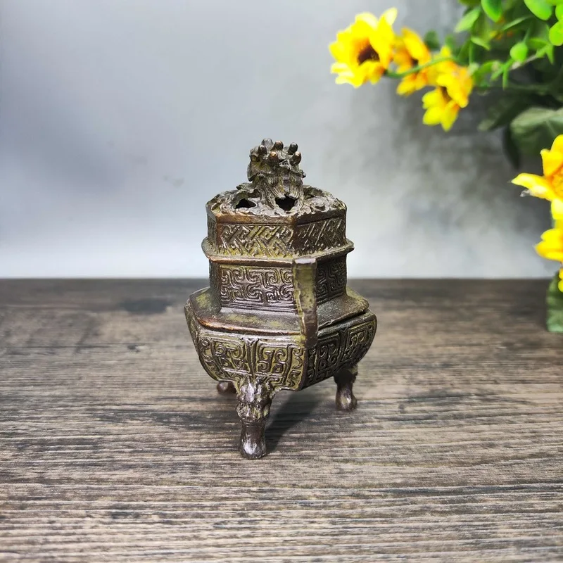 Alloy Dragon Crown Three-Legged , Sandalwood Burner, Incense Tower, Home Fragrance Diffuser, Tea Room Deco