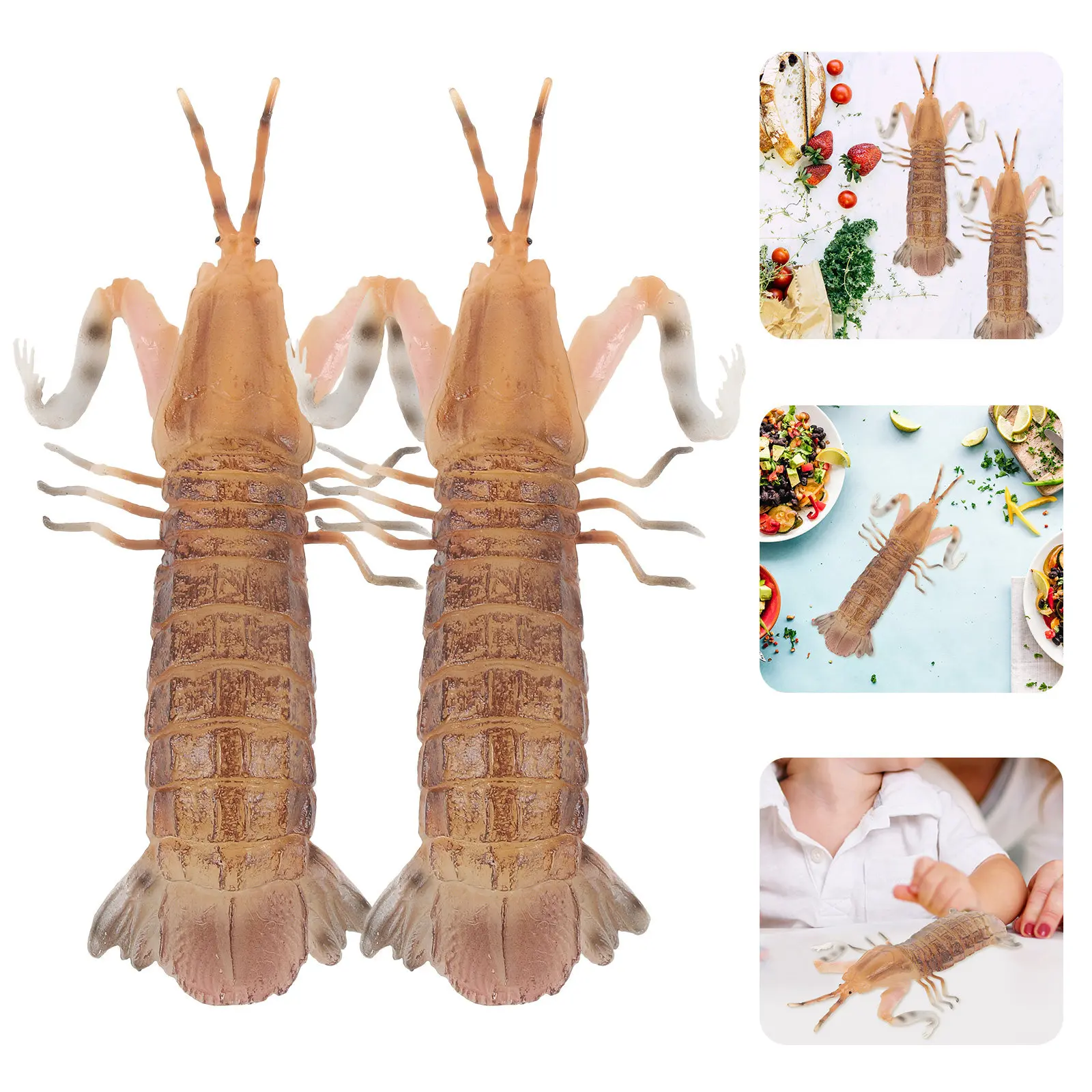 

2Pcs Ocean Creature Artificial Shrimp High Simulation Display Decor Realistic Lifelike Simulation Shrimp for Home Restaurant