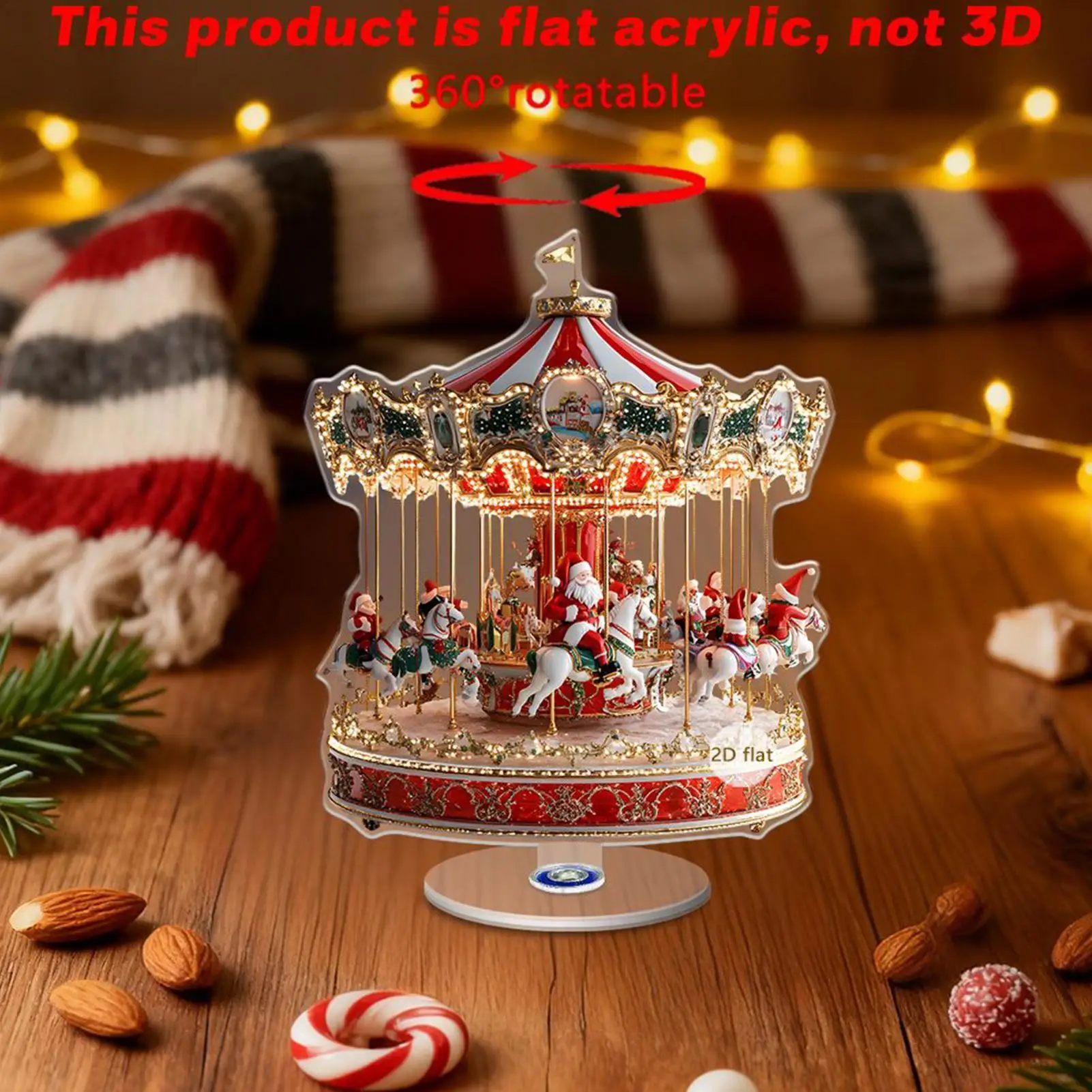 Merry Go Round Ornament Festive 2D Flat Christmas Collectible Decoration Merry Go Round Horse Ornament For Window Festival Party