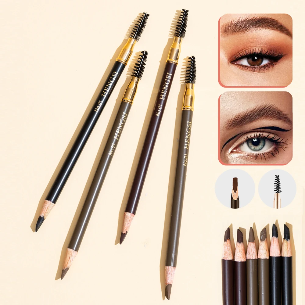 6 uds/3 uds HENGSI lápiz de cejas Natural mate duradero diseño de cepillo impermeable, a prueba de sudor, no se decolora maquillaje lápiz de cejas