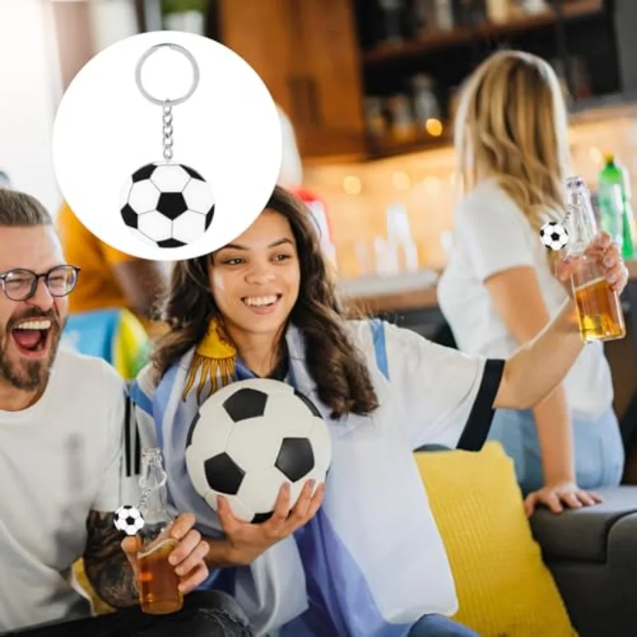 18pcs Soccer Keychain Soccer Ball Keyrings Football Key Chains Sports Ball Key Rings for Soccer Team Party Favors Goodie Bag Fi