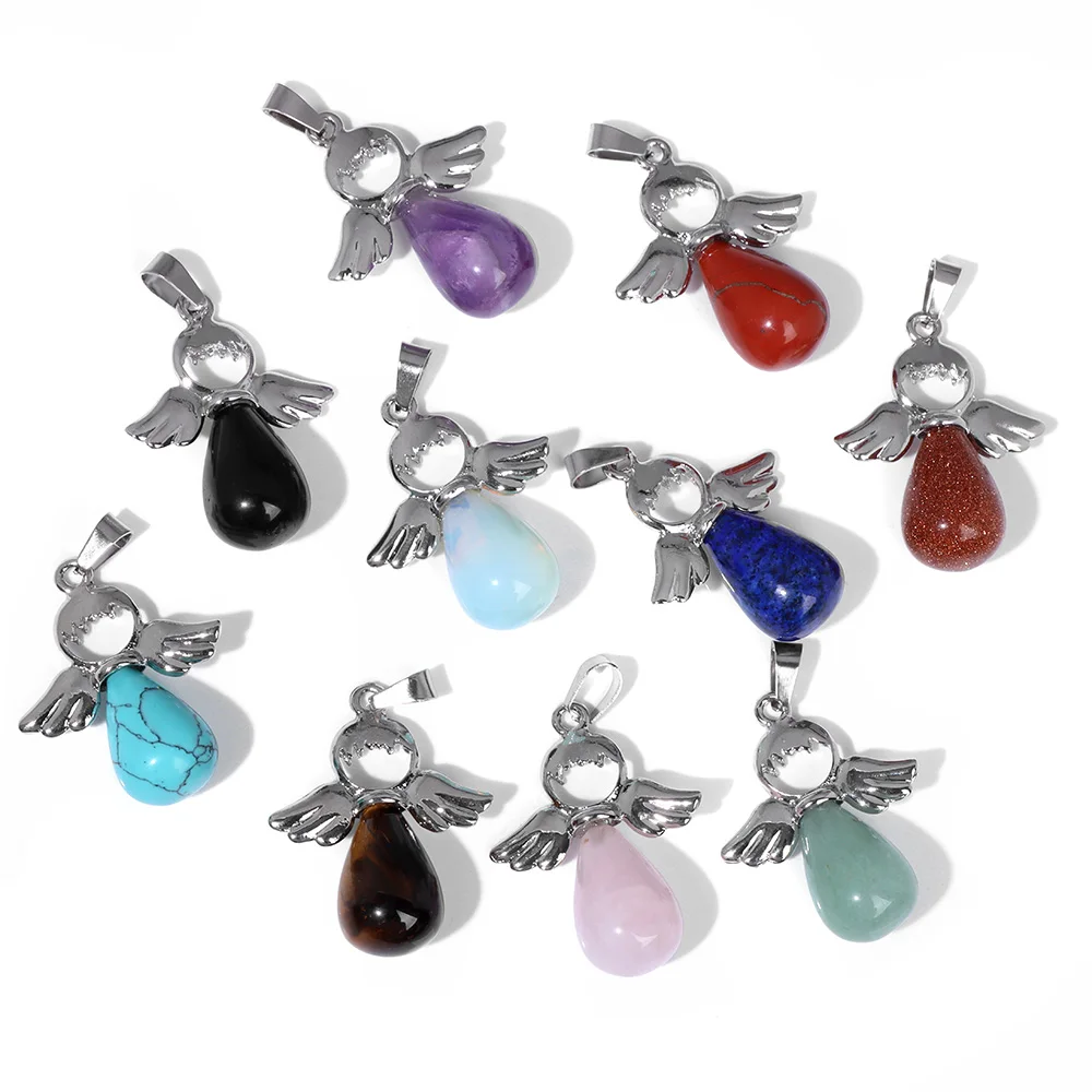 

Healing Fashion Angel Shape Stone Pendant for Men Reiki Women Making Necklace Wholesale